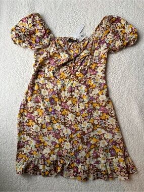 NWT Sanctuary Floral Gardencore Cottagecore Flowy Puff Sleeve Mini Dress size 8
